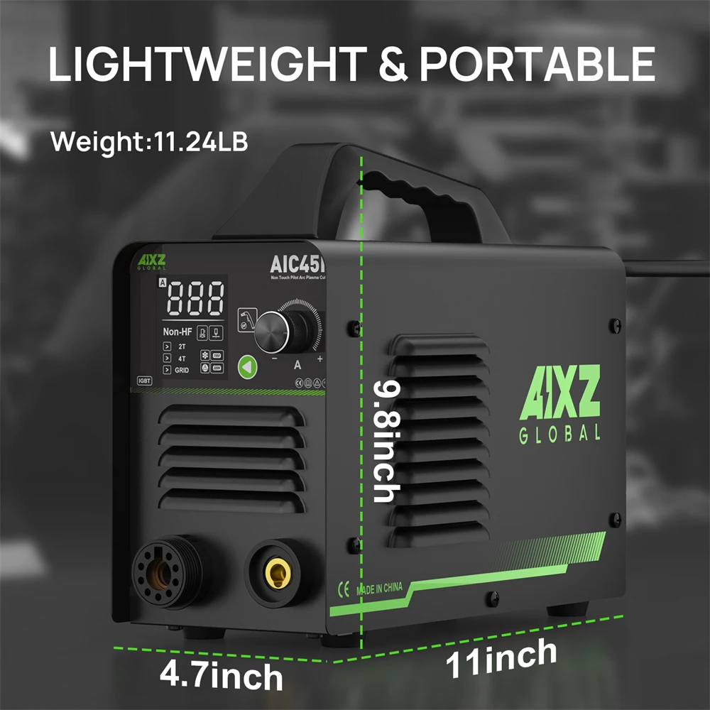 AIXZ AIC45II 220V 45 Amps Plasma Cutting Machine 60% Duty Cycle IGBT Inverter Non-HF Non-Touch Pilot ARC Air Plasma Cutter 2T/4T Cutting 1-16mm Greatly Improves Cutting Efficiency
