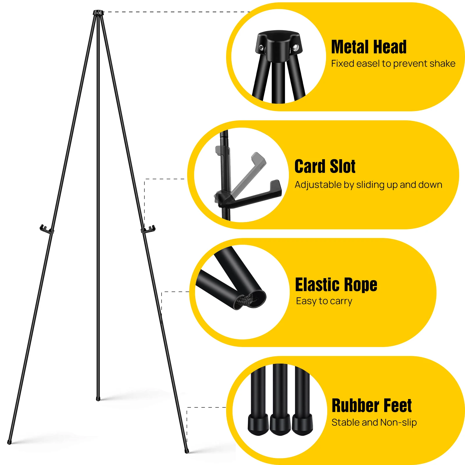 Display Easel Stand for Painting, 160cm Foldable Artist Easel Floor Standing, Easy to Fold, for Wedding, Painting, Display Show