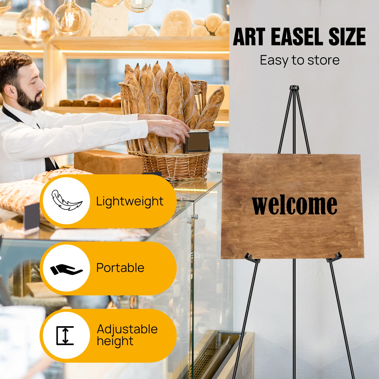 Display Easel Stand for Painting, 160cm Foldable Artist Easel Floor Standing, Easy to Fold, for Wedding, Painting, Display Show