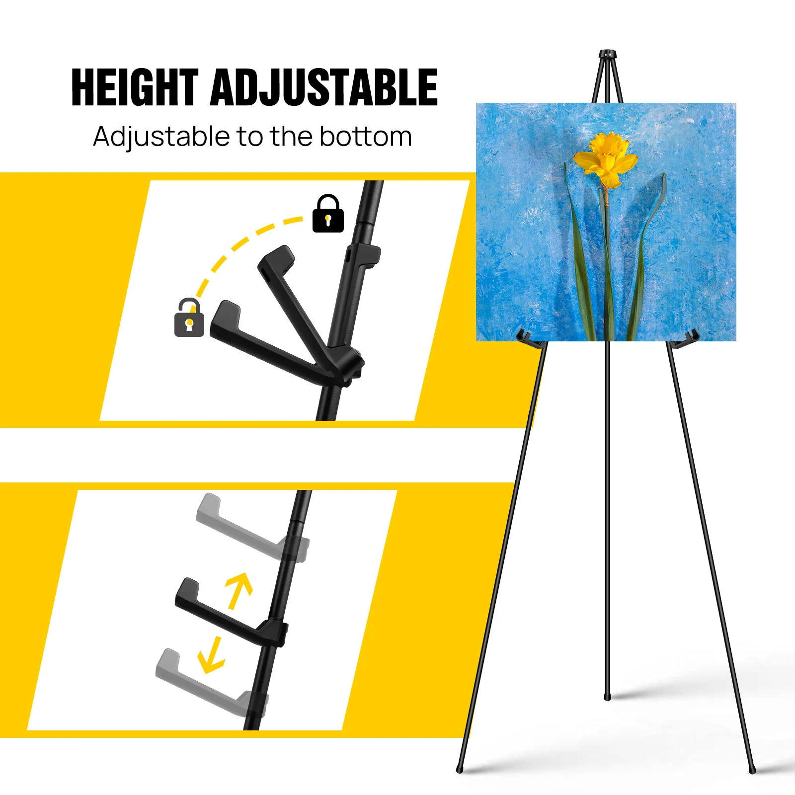 Display Easel Stand for Painting, 160cm Foldable Artist Easel Floor Standing, Easy to Fold, for Wedding, Painting, Display Show