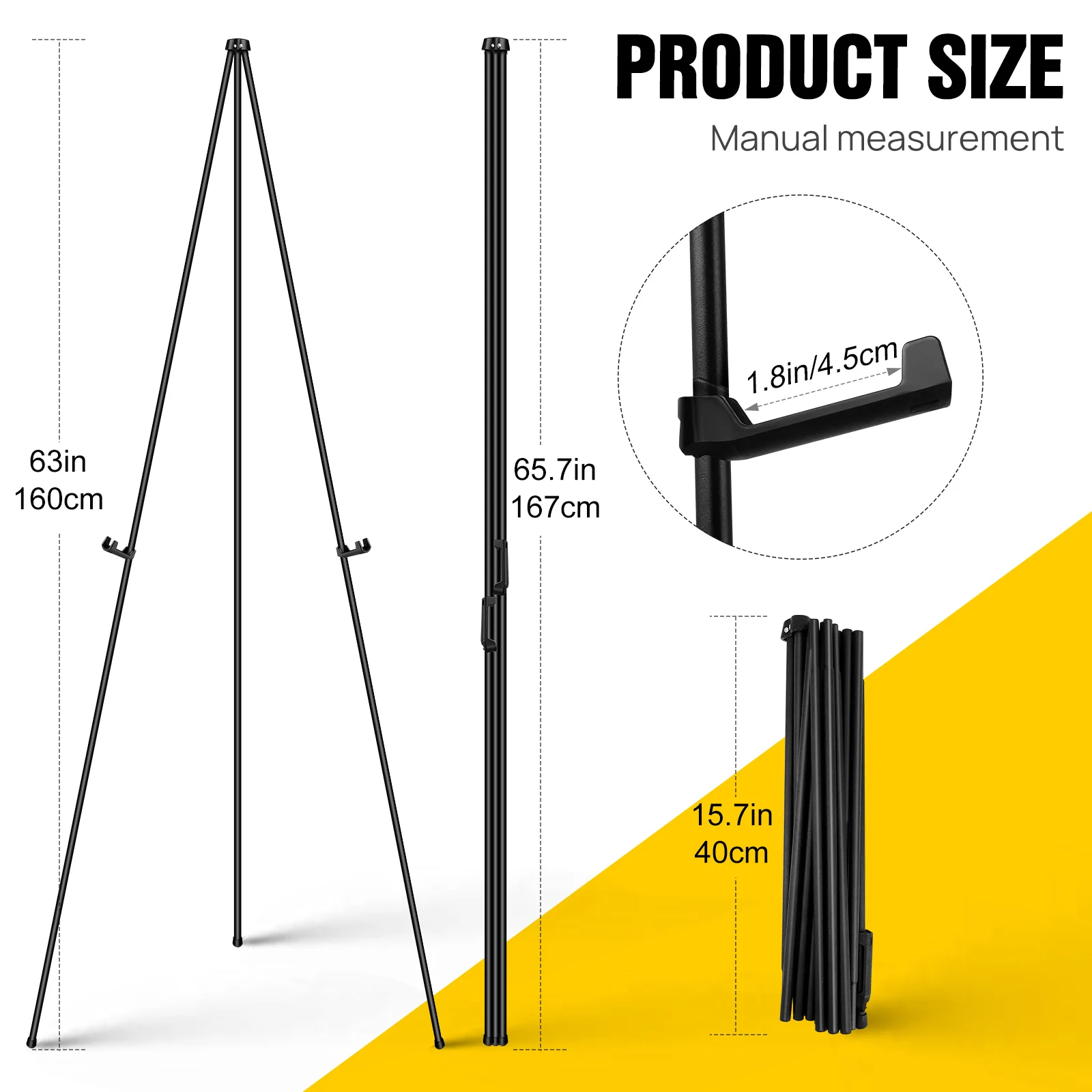 Display Easel Stand for Painting, 160cm Foldable Artist Easel Floor Standing, Easy to Fold, for Wedding, Painting, Display Show