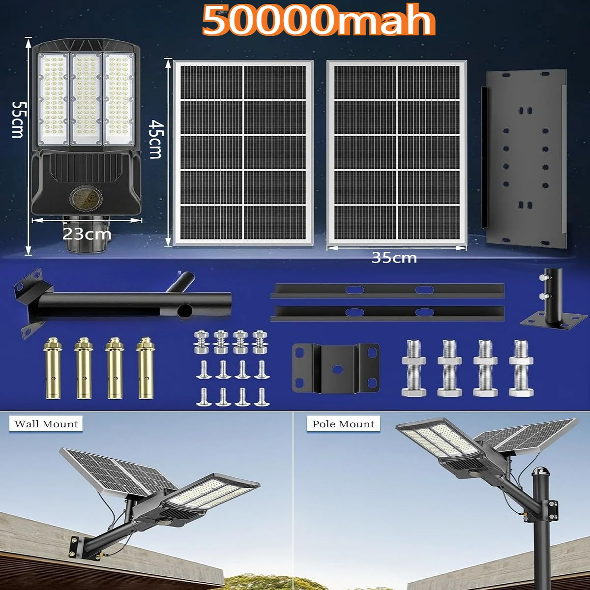 8000W Solar Street Lights Outdoor Commercial Parking Lot Light Dusk to Dawn Solar Security Flood Lights Solar Lamp for Yard Road