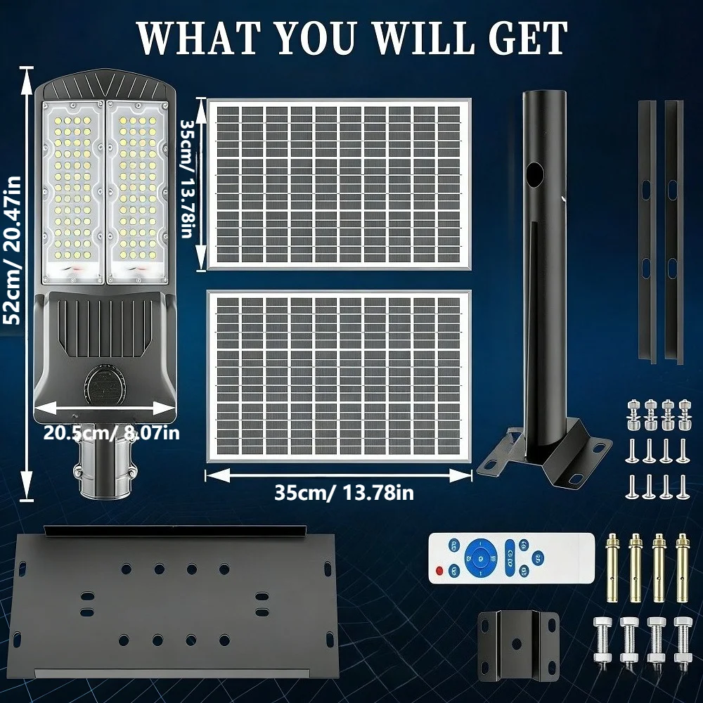 8000W Solar Street Lights Outdoor Commercial Parking Lot Light Dusk to Dawn Solar Security Flood Lights Solar Lamp for Yard Road