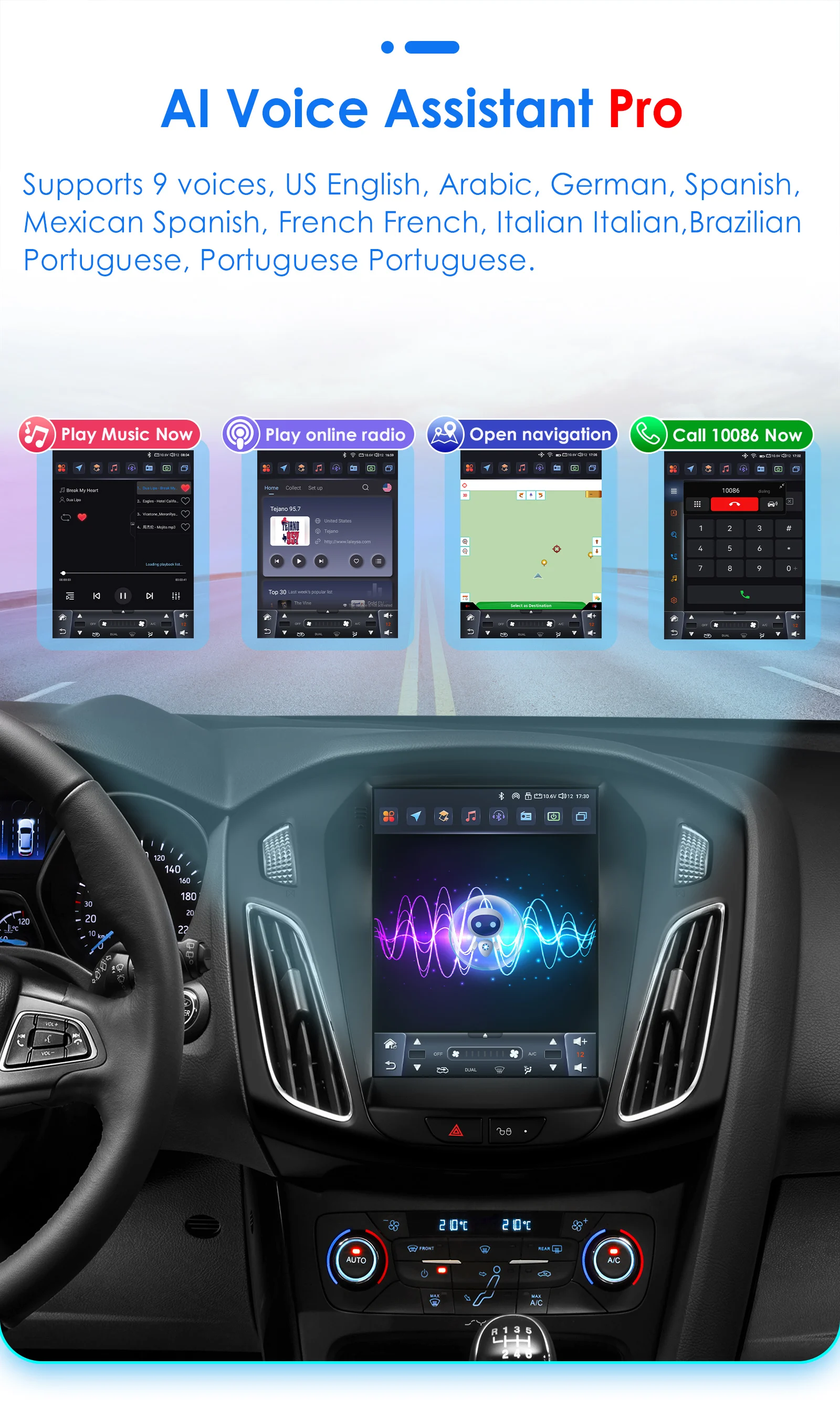 Hizpo For Tesla Style Car Radio For Ford Focus 3 Mk 3 2011  - 2019 Android Auto Multimedia Player 4G Wireless Carplay 8 Core RDS