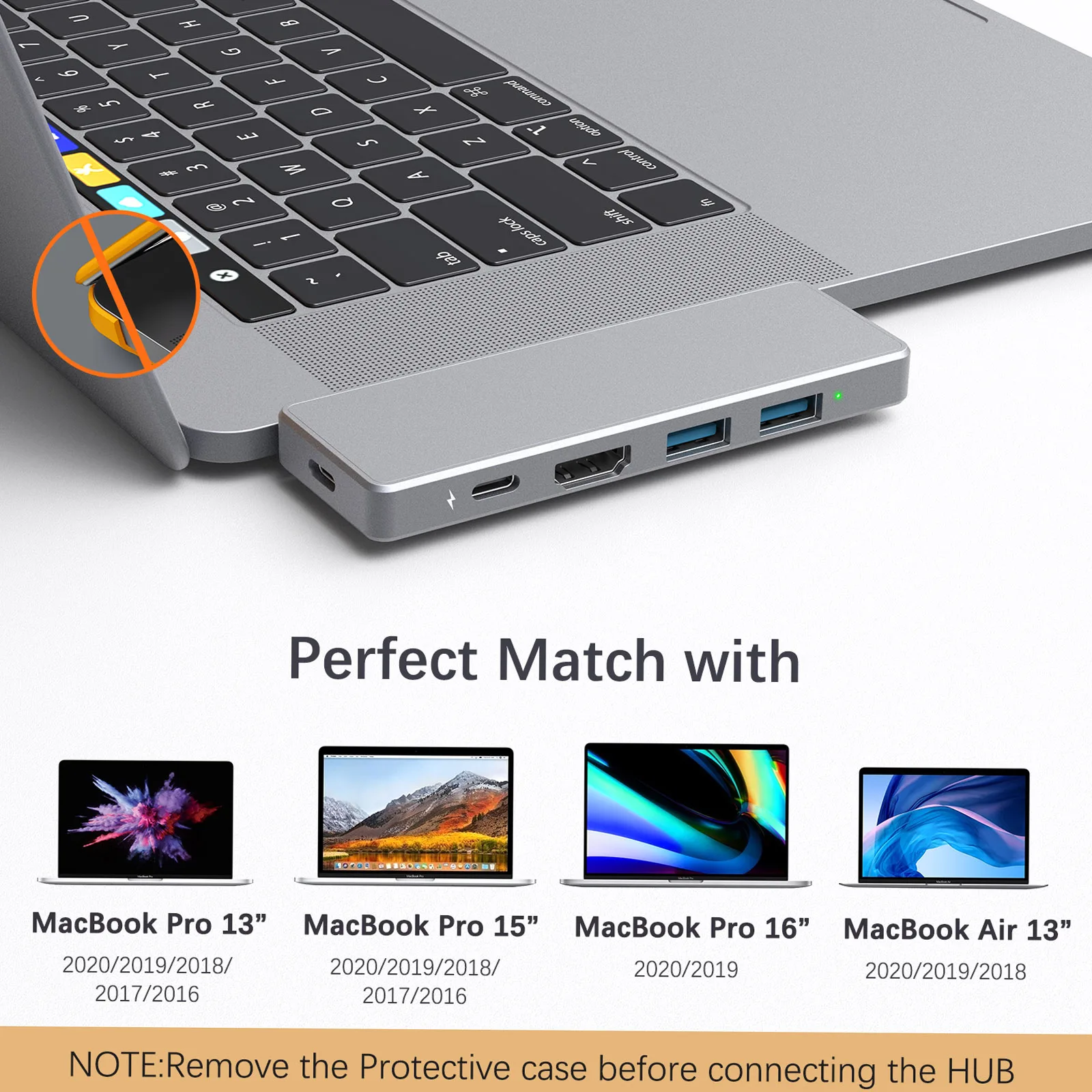 dodocool 7 in 2 Aluminum Alloy USB-C Hub Adaptor with 2 Thunderbolt 3 connectors USB Type-C PD Port USB-C Data Transfer Port 4K