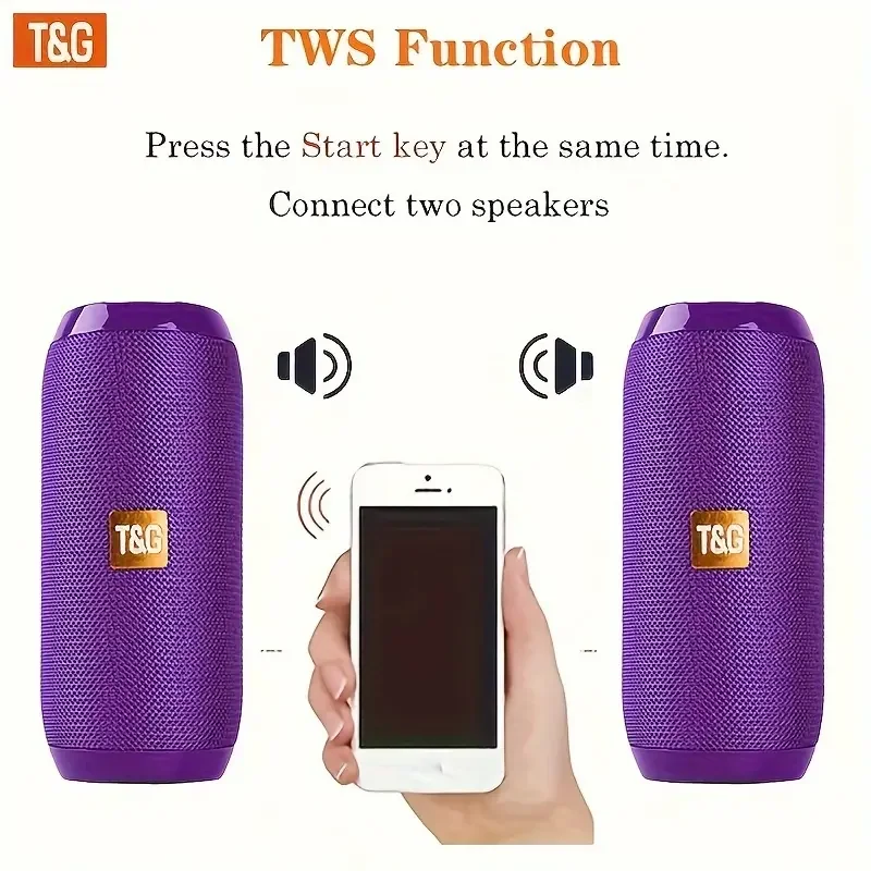 TG117 Portable Outdoor Bluetooth Speaker, IPX4, Built-in Microphone, Compatible with FM, TF Card, and USB Plug-in