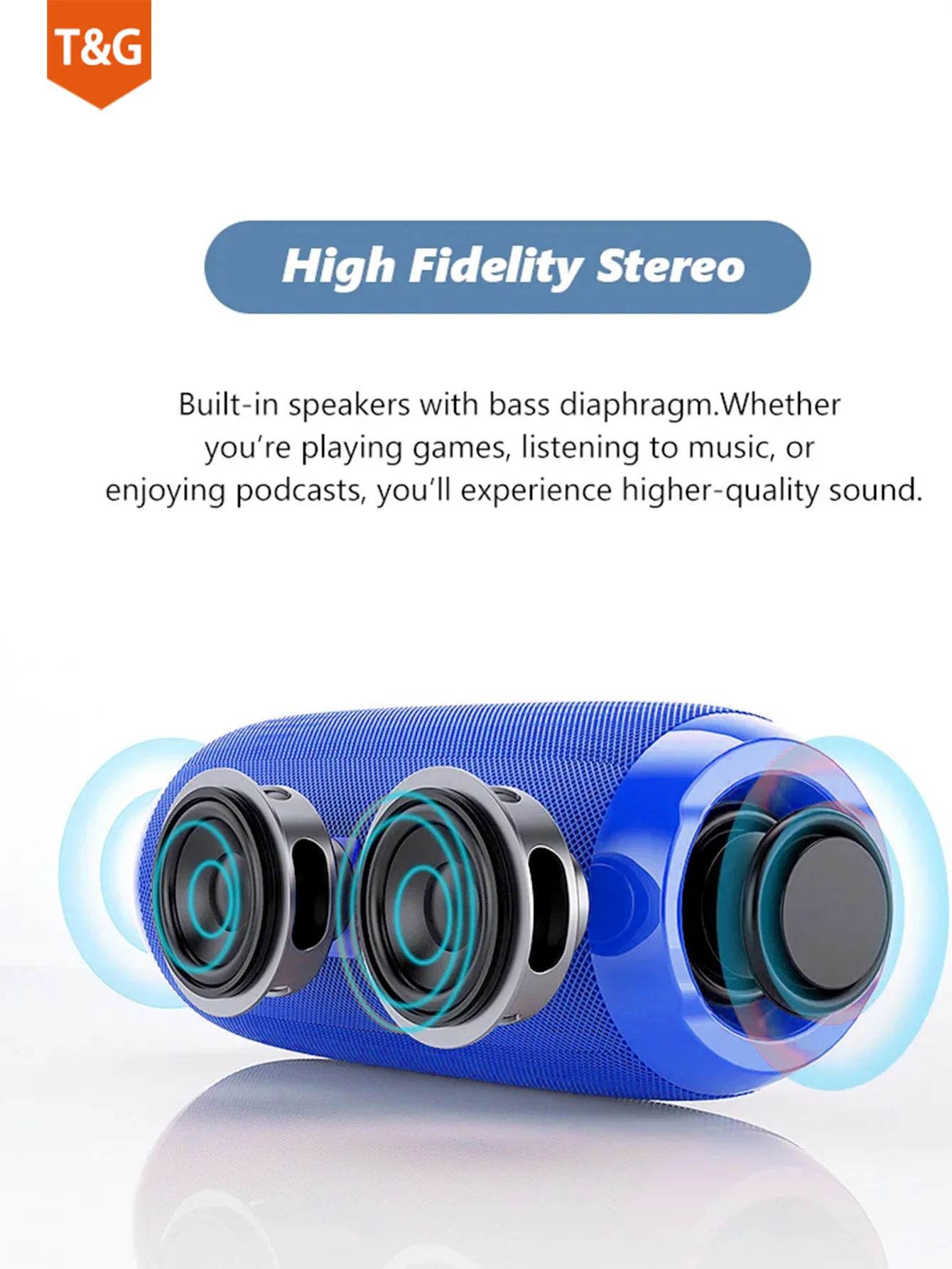 TG117 Portable Outdoor Bluetooth Speaker, IPX4, Built-in Microphone, Compatible with FM, TF Card, and USB Plug-in