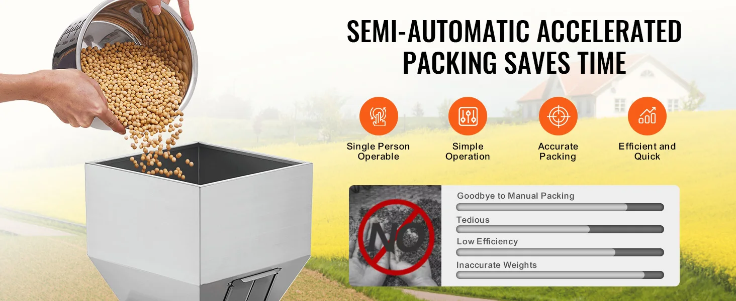SucceBuy 20-3000g/20-5000g Particle Filling Machine with Foot Pedal  Automatic Powder Weighing Filler for Beans Seeds Packing