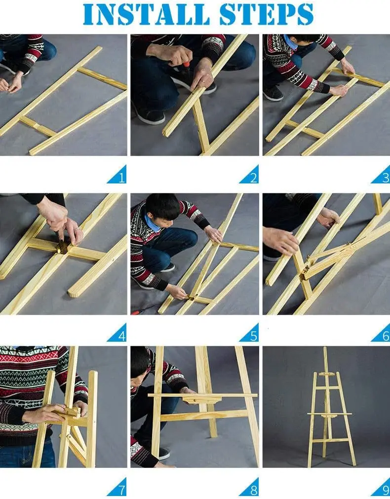 Studio Easel Wooden1.75m A-Frame Folding Pine Wood Artist Art Craft Adjustable Display Exhibition for Wedding Painting Art Easel