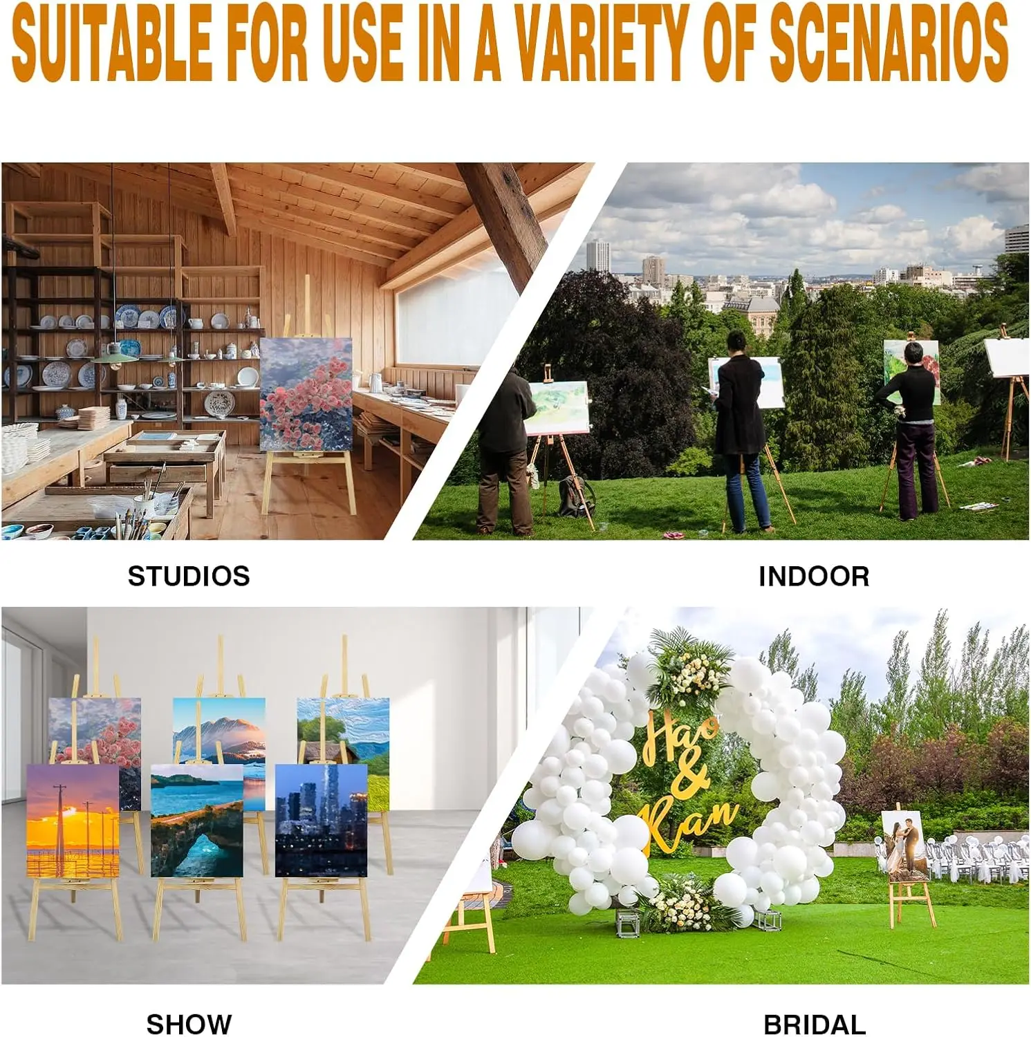 Studio Easel Wooden1.75m A-Frame Folding Pine Wood Artist Art Craft Adjustable Display Exhibition for Wedding Painting Art Easel