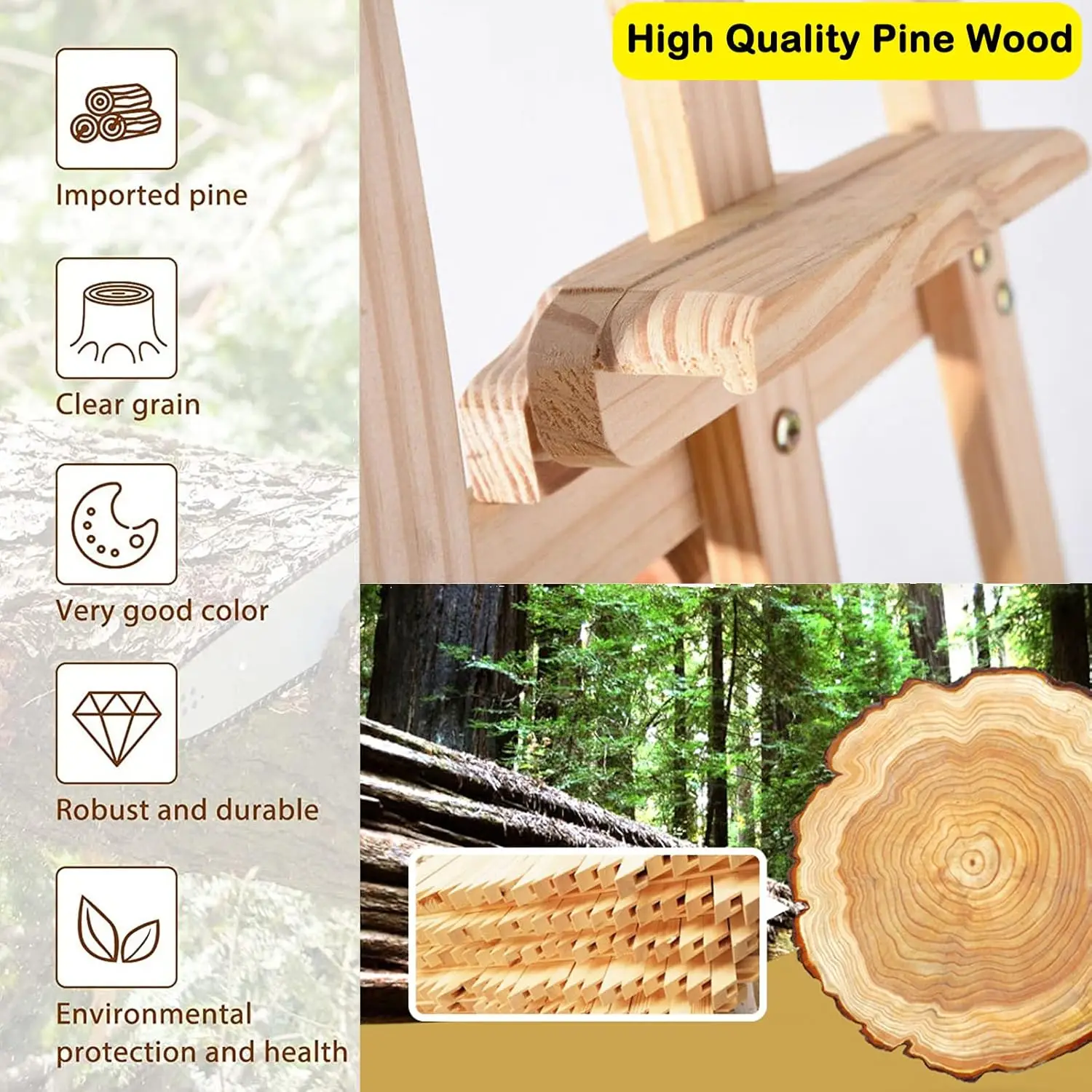 Studio Easel Wooden1.75m A-Frame Folding Pine Wood Artist Art Craft Adjustable Display Exhibition for Wedding Painting Art Easel