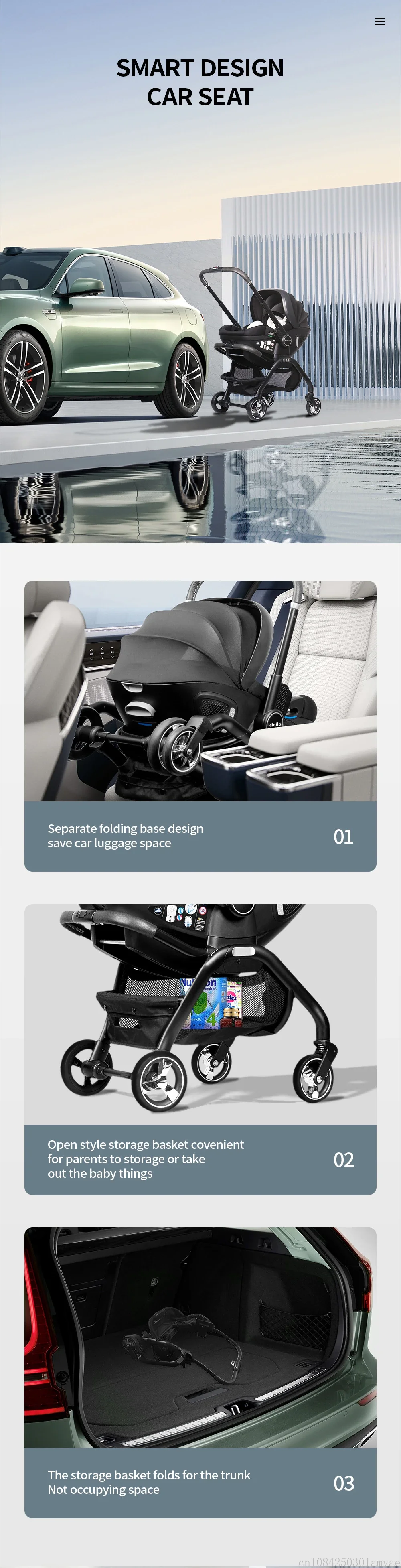 3 in 1 Newborn Baby Stroller Portable Child Car Seat Luxury Baby Stroller Foldable Baby Carriage Two-way Adjustable Armrests