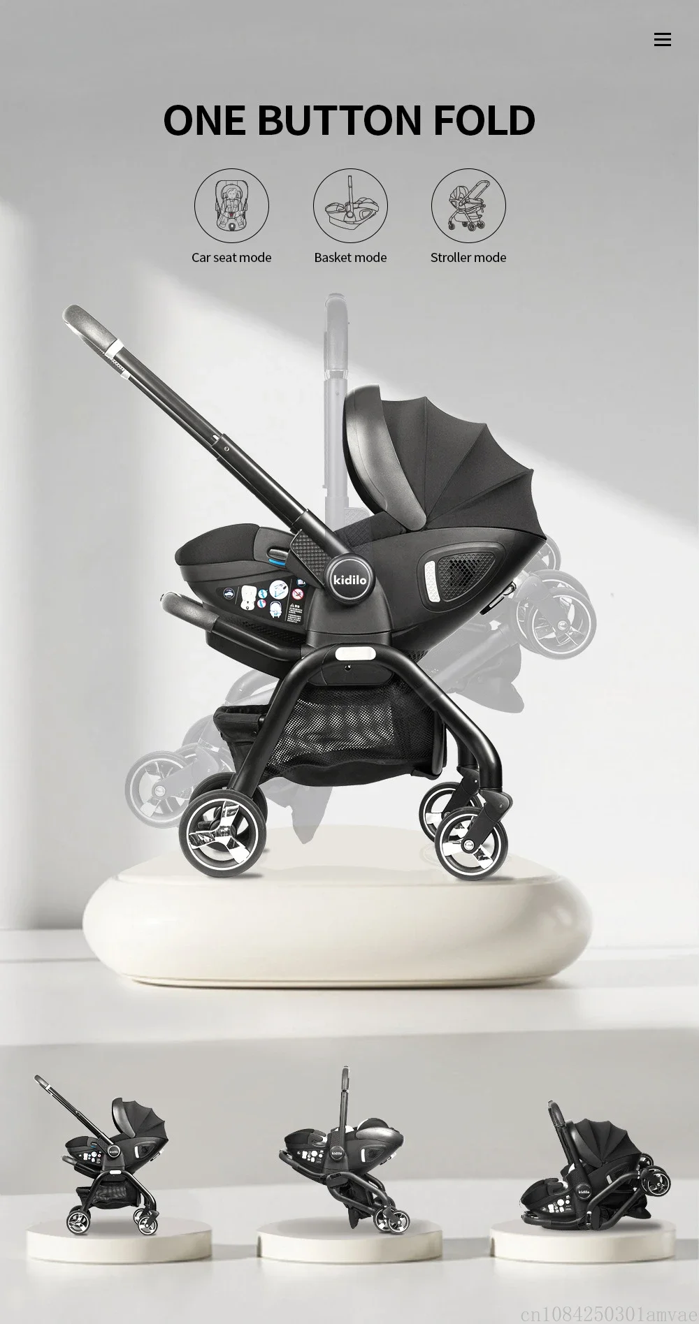 3 in 1 Newborn Baby Stroller Portable Child Car Seat Luxury Baby Stroller Foldable Baby Carriage Two-way Adjustable Armrests