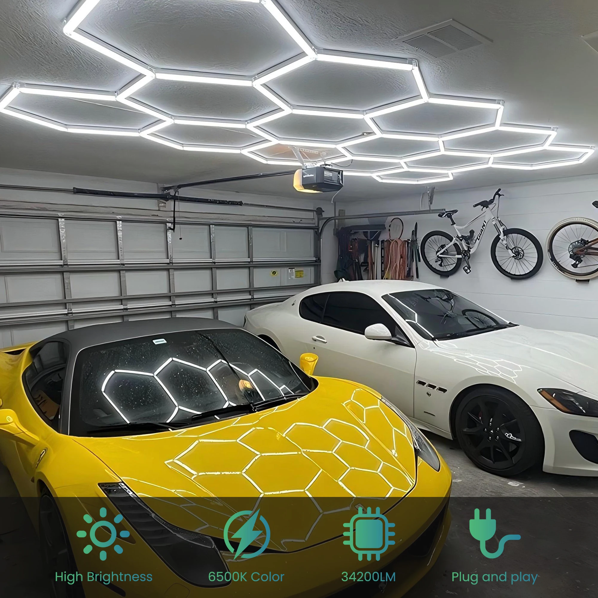 14 Grids Local Warehouse DutyFree Honeycomb Garage Light Hexagon Lamp 44cm Tube Ceiling Lighting for Workshop Barber Gym