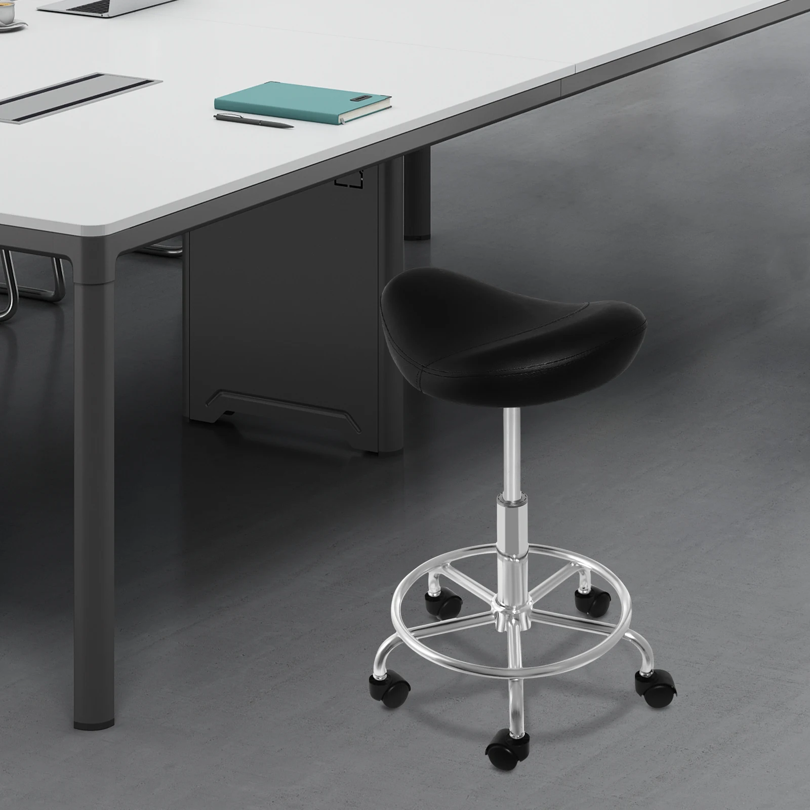 Lifting Saddle Stool for Office Spa Easy to Clean Ergonomic Adjustable Rolling Saddle Stool for Home Studies/Living Rooms