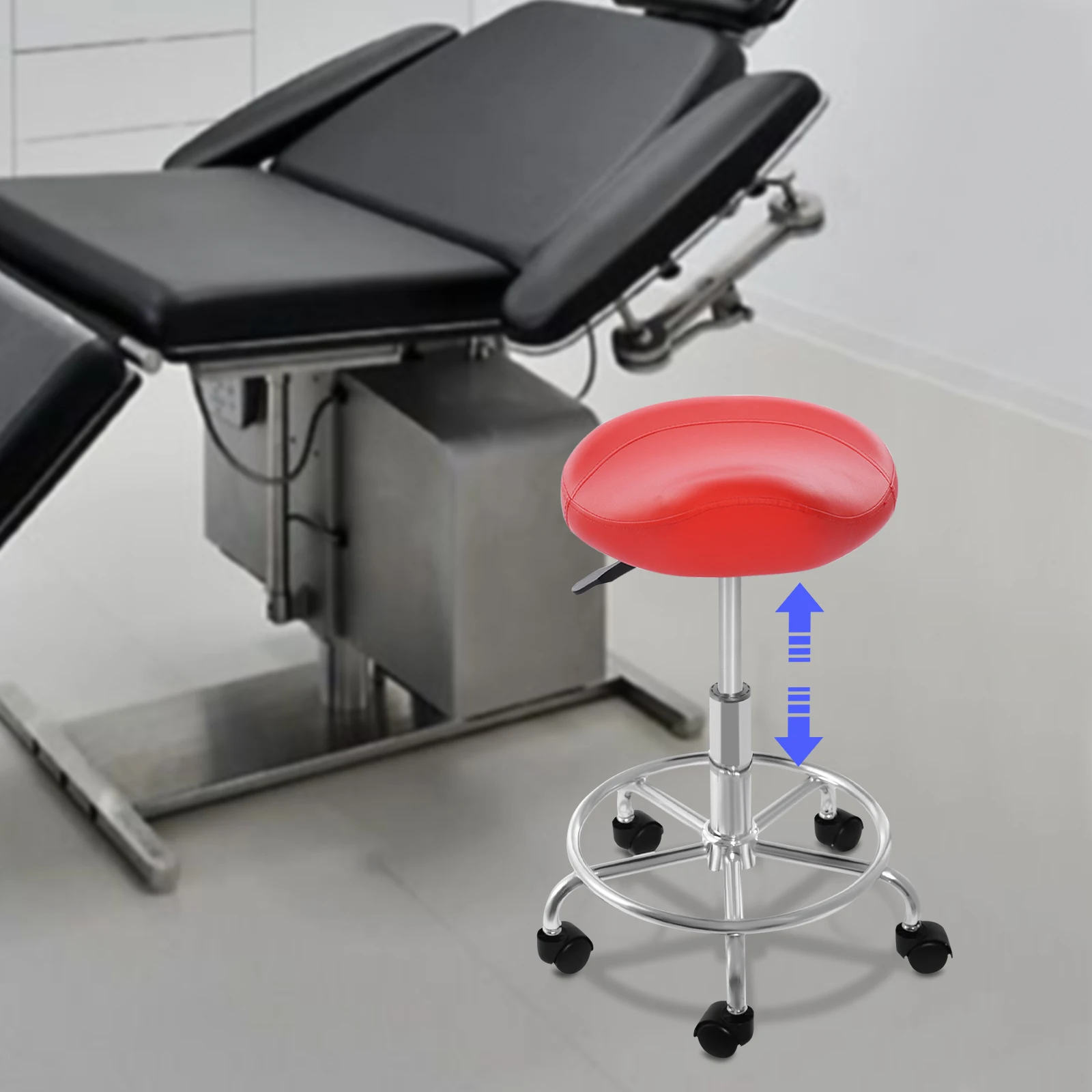 Lifting Saddle Stool for Office Spa Easy to Clean Ergonomic Adjustable Rolling Saddle Stool for Home Studies/Living Rooms