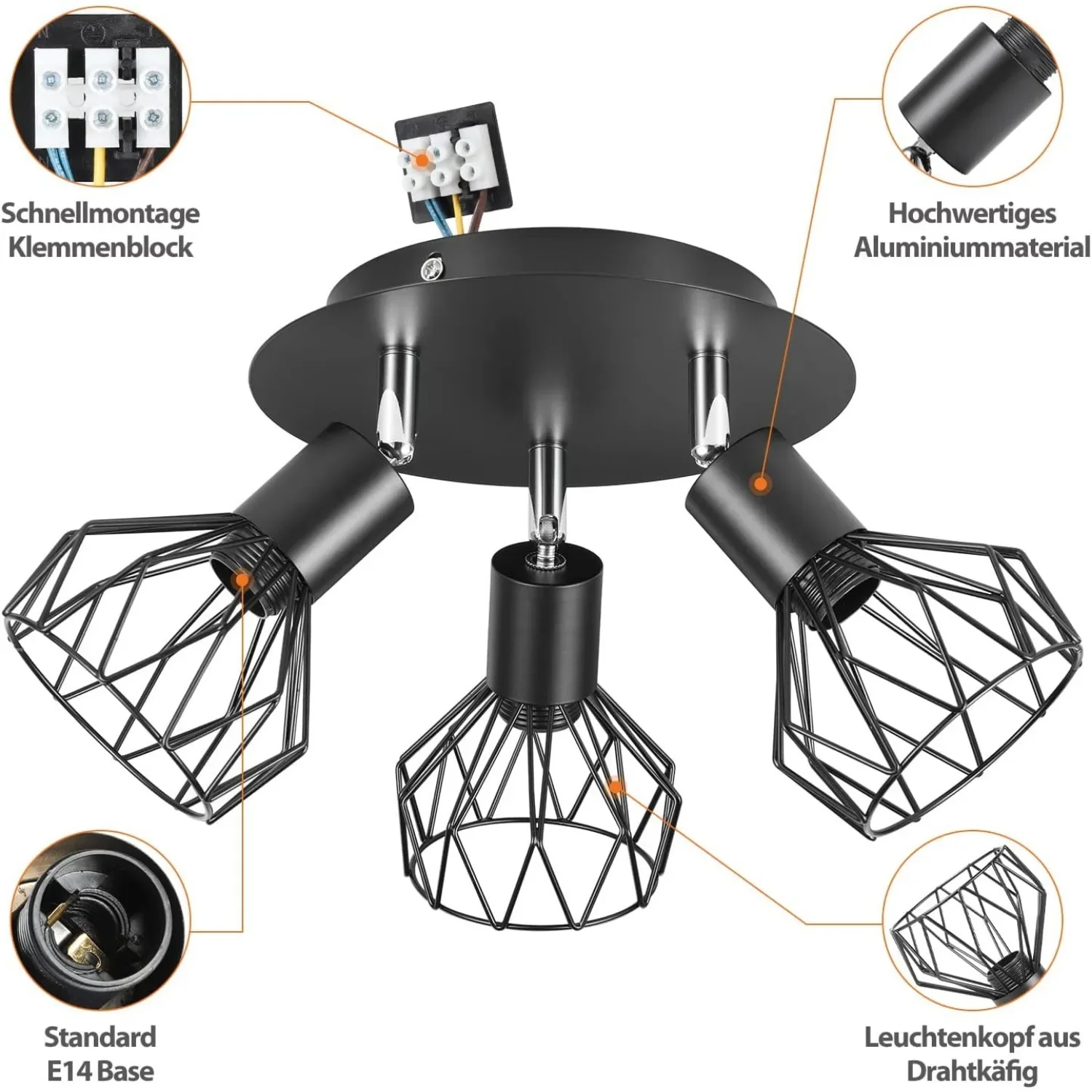 LED Ceiling Spotlight E14 Swivel 350° Wall & Ceiling LED Spot Lamp for Kitchen/Living Room/Bedroom