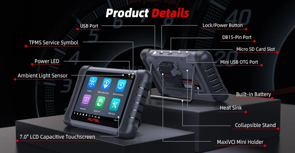 Autel MK808S Diagnostic Tools Automotivo Scanner Bi-Directional Control PK MX808S MK808BT PRO One Year Update