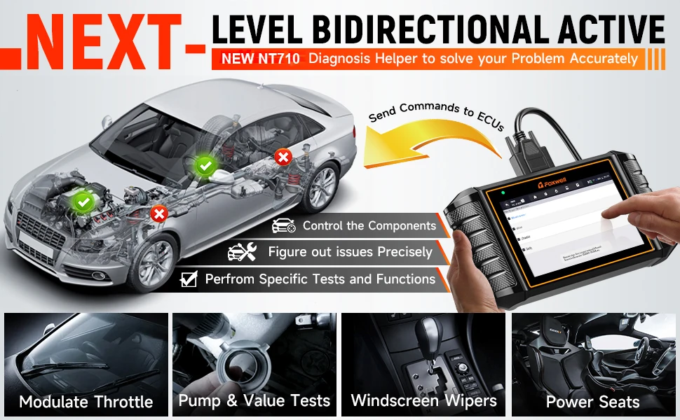 FOXWELL NT710 Fit for Mercedes-Benz OBD2 Scanner Full System Diagnostic Scan Tool Bidirectional Control All Free Resets Scanner