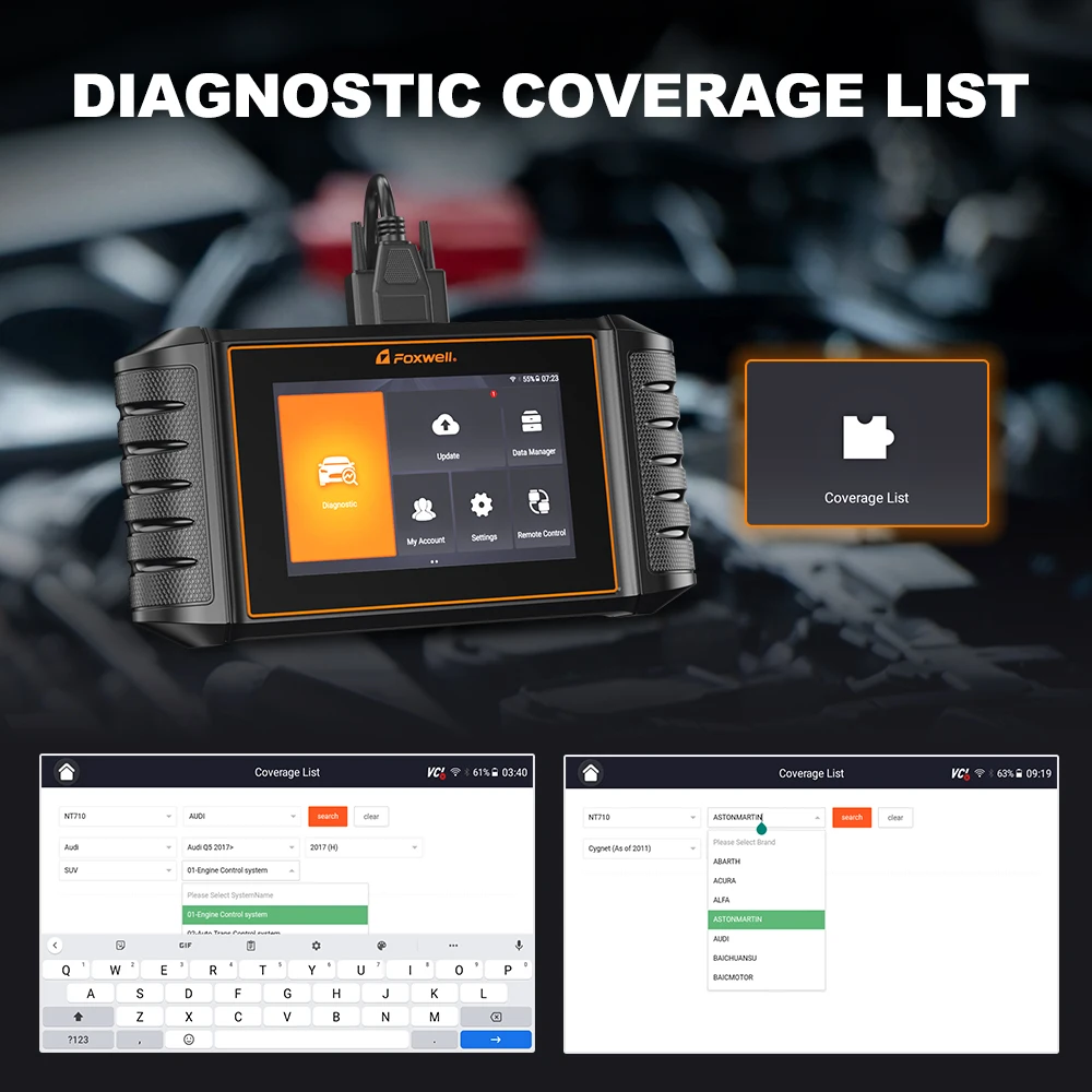 FOXWELL NT710 Fit for Mercedes-Benz OBD2 Scanner Full System Diagnostic Scan Tool Bidirectional Control All Free Resets Scanner