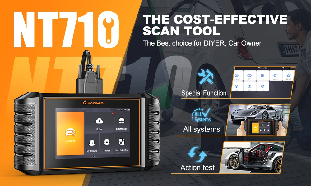 FOXWELL NT710 Fit for Mercedes-Benz OBD2 Scanner Full System Diagnostic Scan Tool Bidirectional Control All Free Resets Scanner