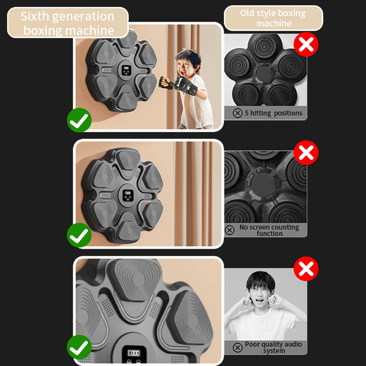 Adult Children Music Boxing Machine Wall Target Home Fitness Boxing Exercise Response Training Agility Reaction Boxing Target
