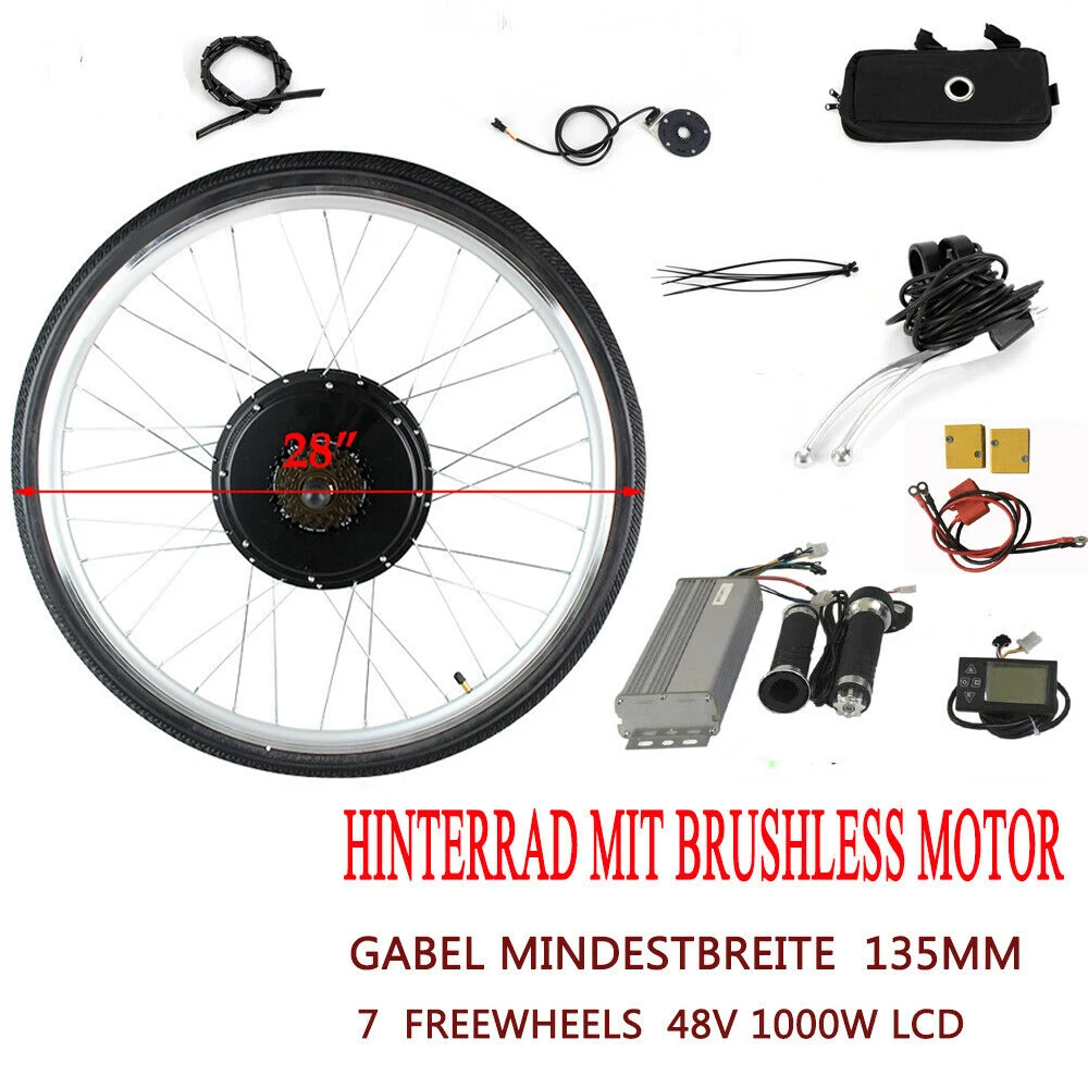 28" 36V 500W/48V 1000W Rear Wheel Ebike Conversion Kit – High-Performance Electric Bike Motor Set with LCD Display, PAS Sensor