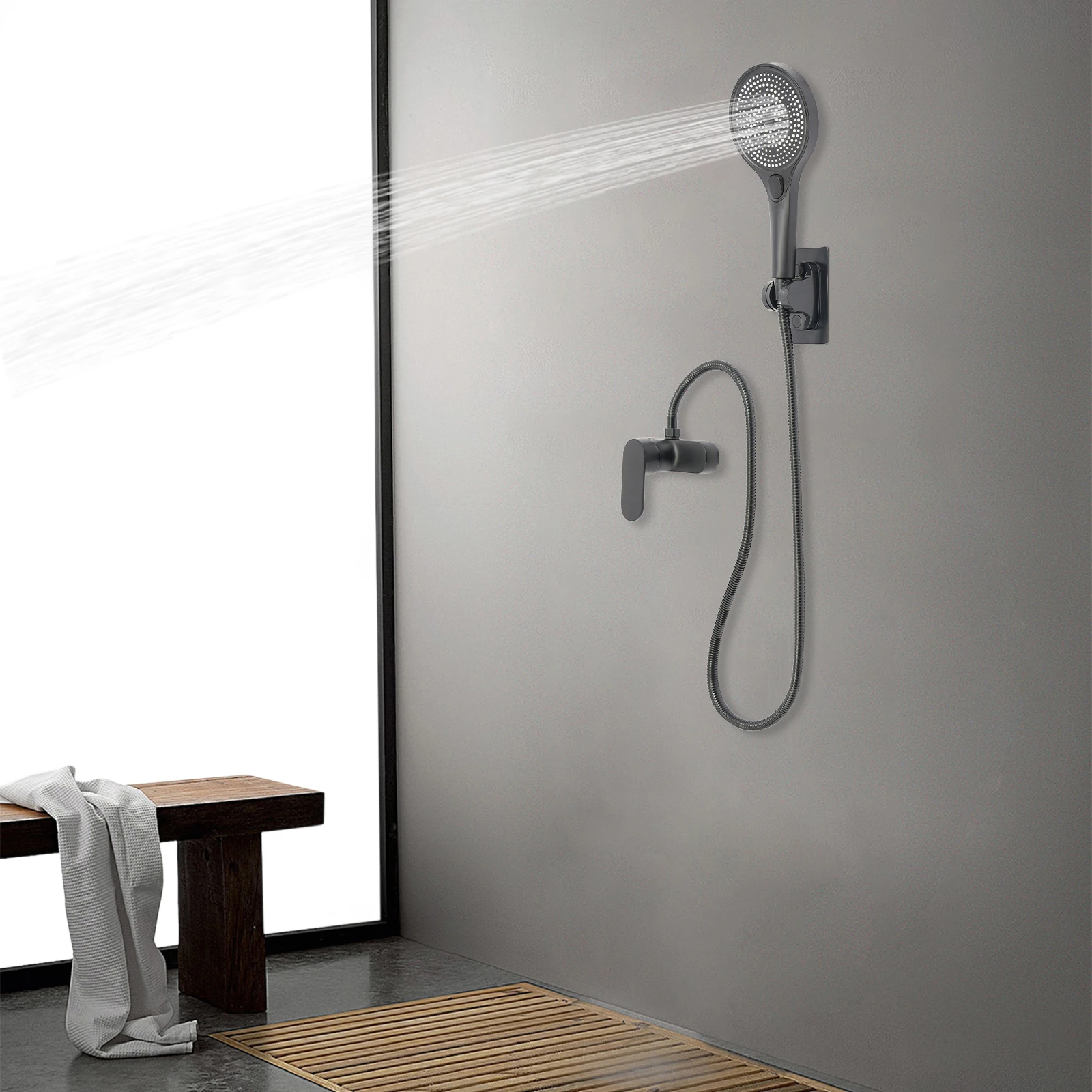 Shower Mixer with Hand Shower Rustproof Shower Set Easy to Install for Hotels/Bathing Centers/Swimming Pools/Gyms/Beauty Salons