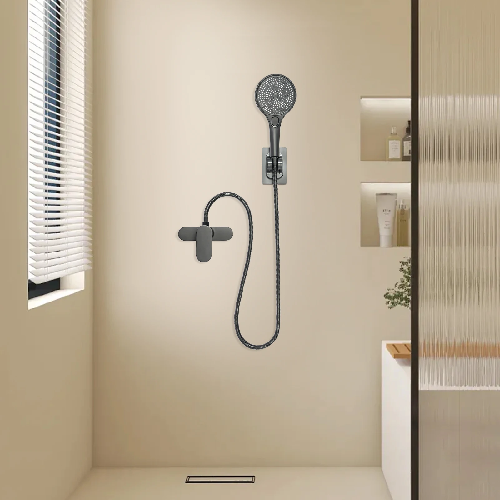 Shower Mixer with Hand Shower Rustproof Shower Set Easy to Install for Hotels/Bathing Centers/Swimming Pools/Gyms/Beauty Salons