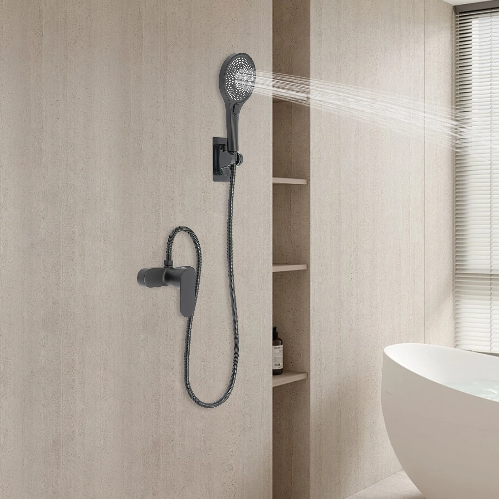 Shower Mixer with Hand Shower Rustproof Shower Set Easy to Install for Hotels/Bathing Centers/Swimming Pools/Gyms/Beauty Salons