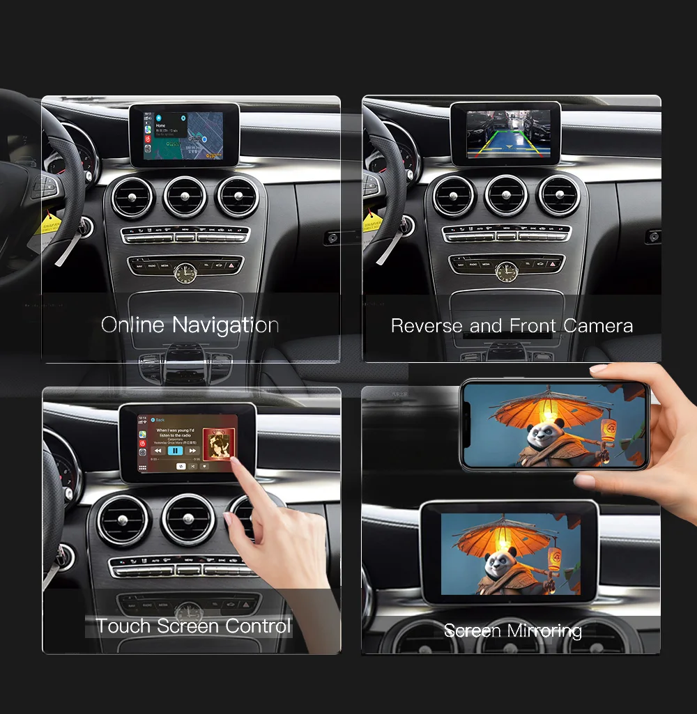 CarPlay sans fil pour Mercedes Benz, Classe GLC CLA GLA classe C W205 NTG5.0 2015 – 2018，prise en charge Android Auto Mirrorlink