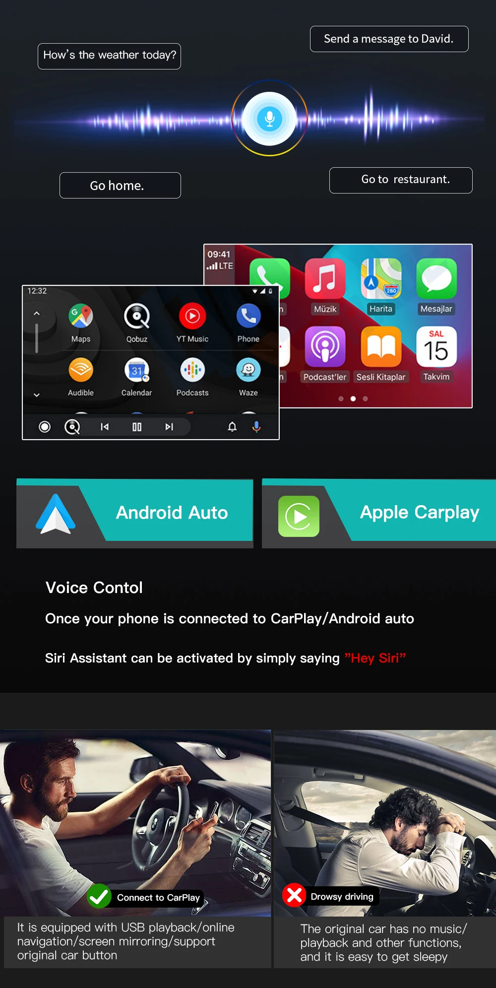 CarPlay sans fil pour Mercedes Benz, Classe GLC CLA GLA classe C W205 NTG5.0 2015 – 2018，prise en charge Android Auto Mirrorlink