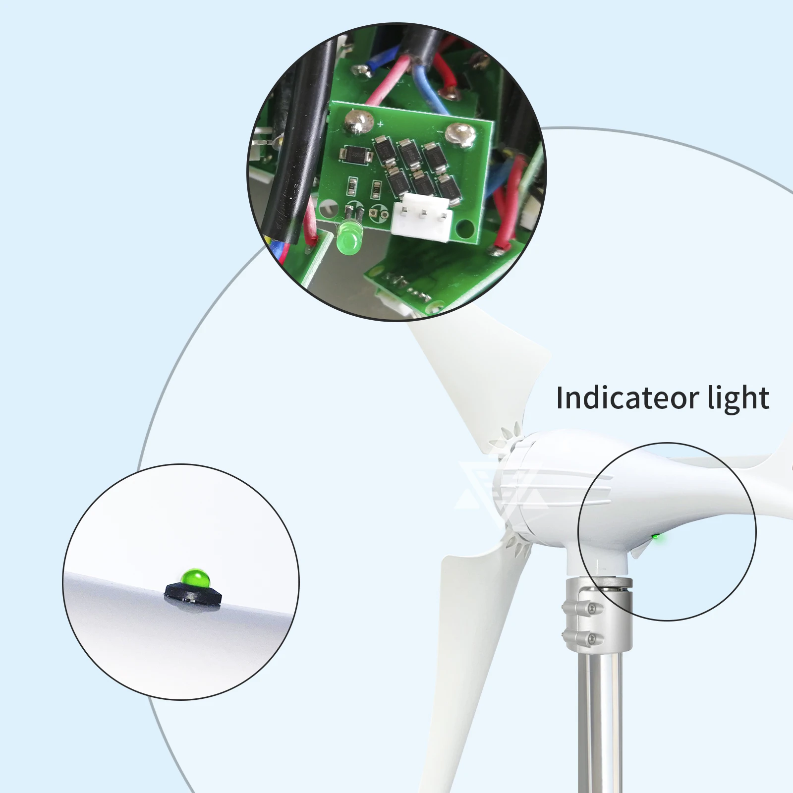 600W Windmill 2m/s Low Start Speed AC12V With MPPT Controller Flexibly Assemble 3 or 5 Blades  Wind Turbine Generator With LED