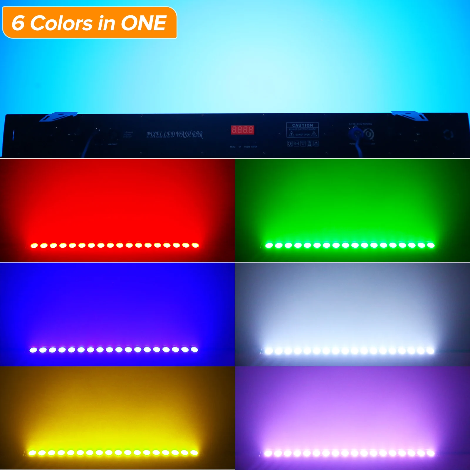 U'King 2PCS 120W RGBWAUV LED Wall Wash Light DMX Line Bar Wash Stage Light 18LED Effect for DJ Party Wedding Events Lighting
