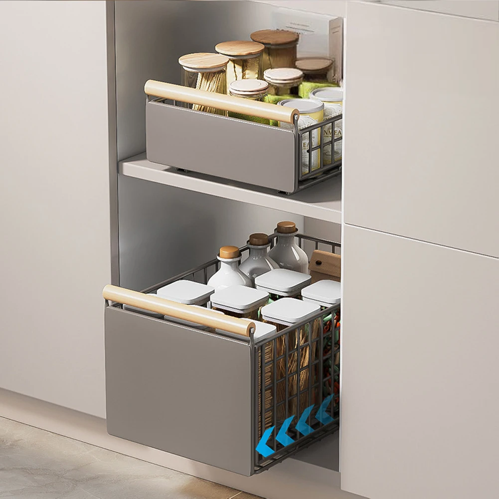 Kitchen Extendable Drawer Telescopic Kitchen Cabinet Drawer Pull-Out Cupboard Rack No Drilling Under Sink Shelf For Cupboard