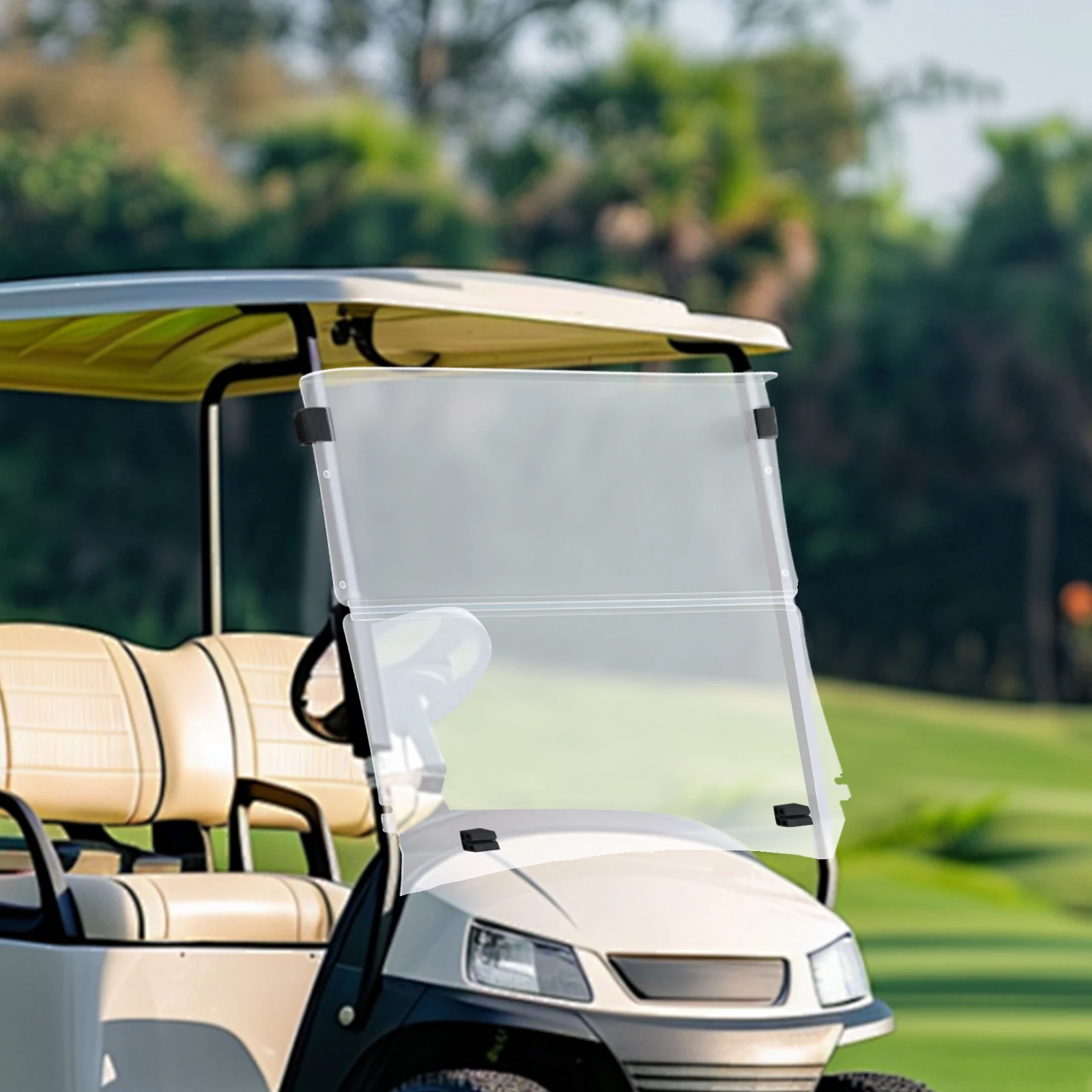 Golf Cart Front Windshield 100.5*82cm/39.5*32.2in Fold Down Impact Resistant Windshield for EZGO TXT Golf Carts After 2014