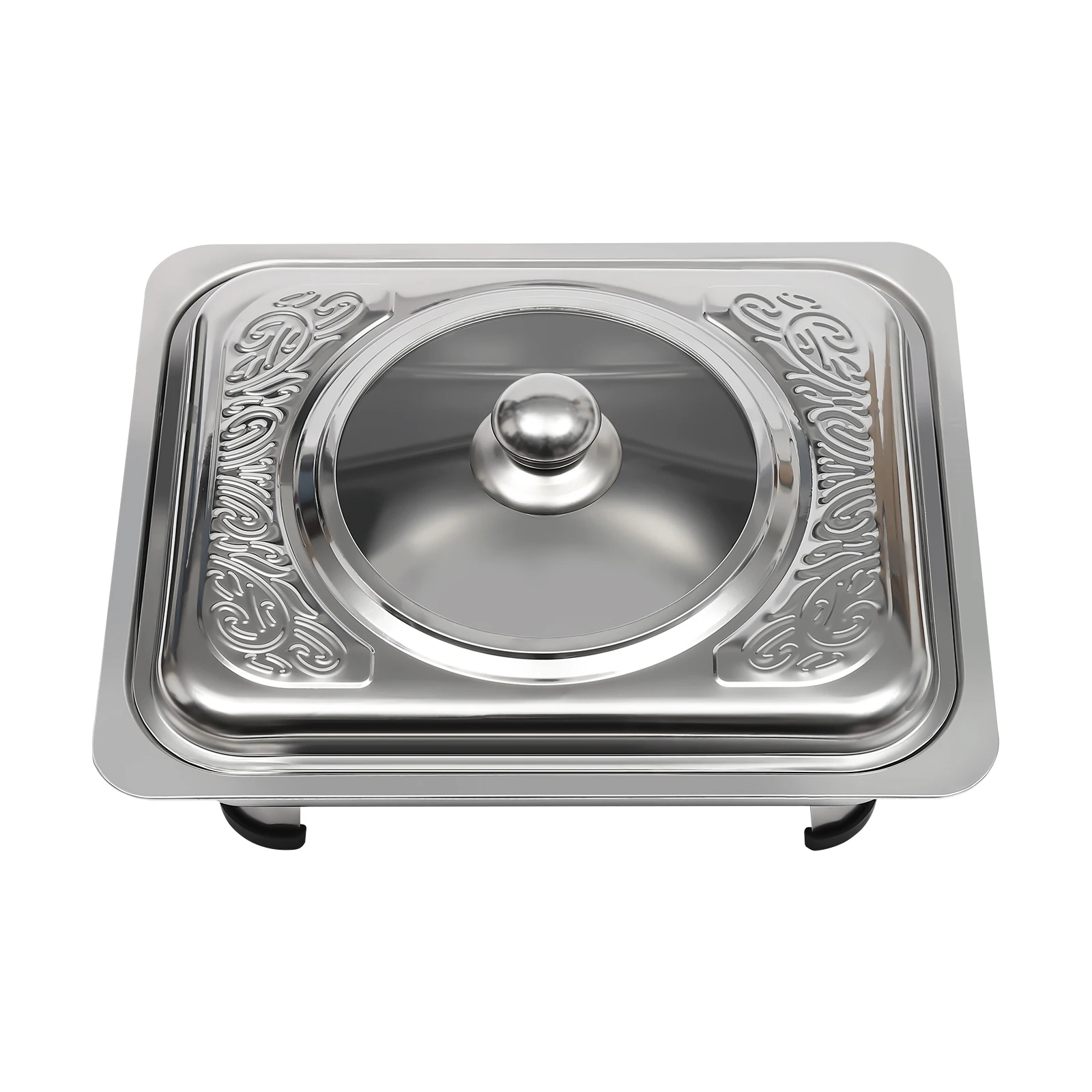 4 Pcs Chafer Pan Buffet Tray with Lid Chafing Trays Rectangular Chafing Dish Warmer Pan Tray Chafer