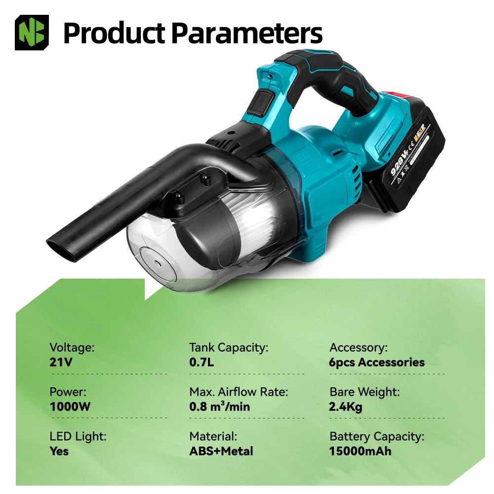NEWBENY 1000W Cordless Electric Vacuum Cleaner Rechargeable Hard Floors Carp Cleaning Power Tools For Makita 18-21V Battery Pin