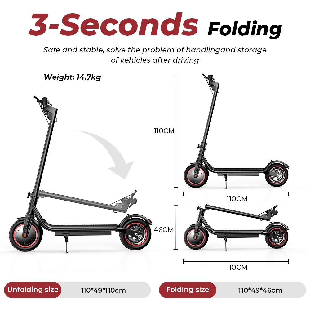 W5 Electric Scooter 8.5 Inch 36V7.8Ah Battery Top Speed 34km Range Dual Brake Inflatable Tires APP Connected