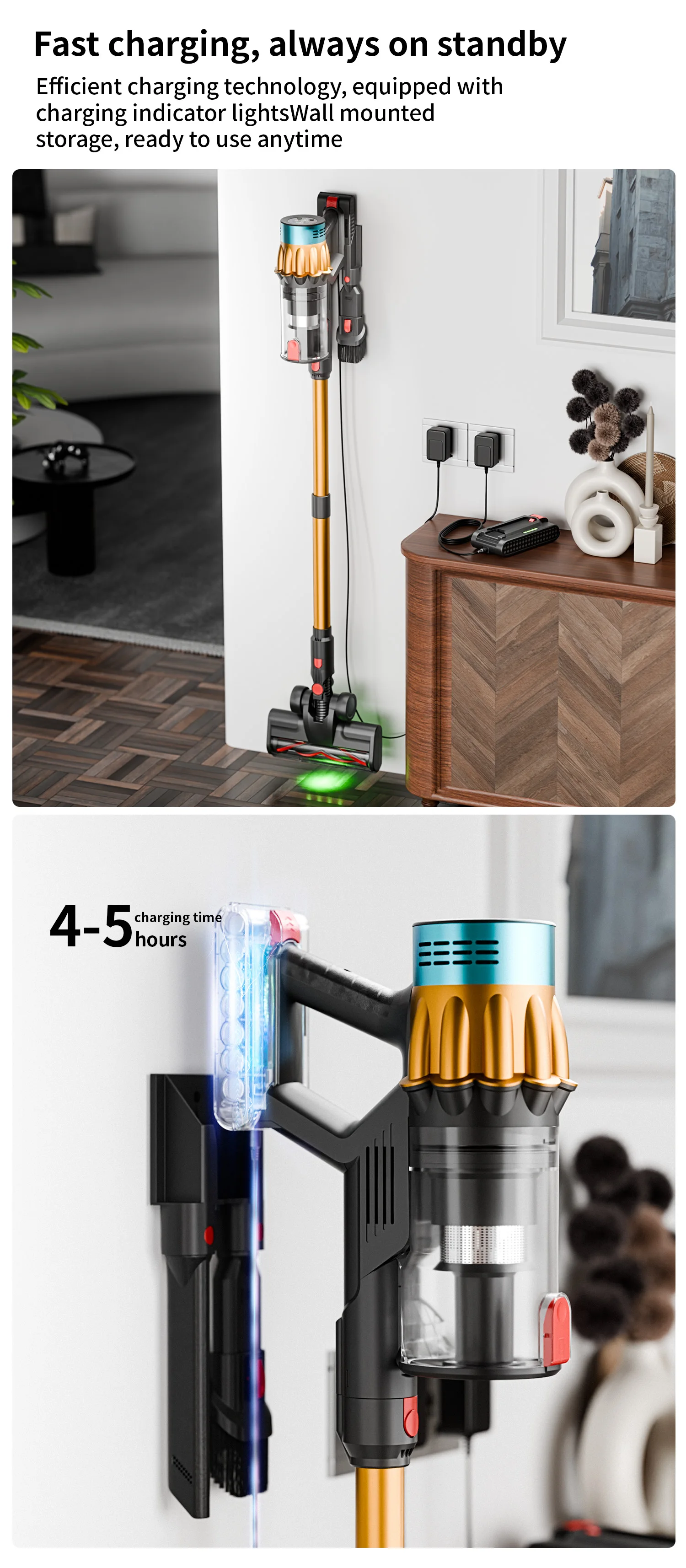 40kPa Brushless Motor Vacuum Cleaner 3 Gear Adjustment 1.2L LED Various Suction Head Accessories 50min 650W Vacuum Cleaners