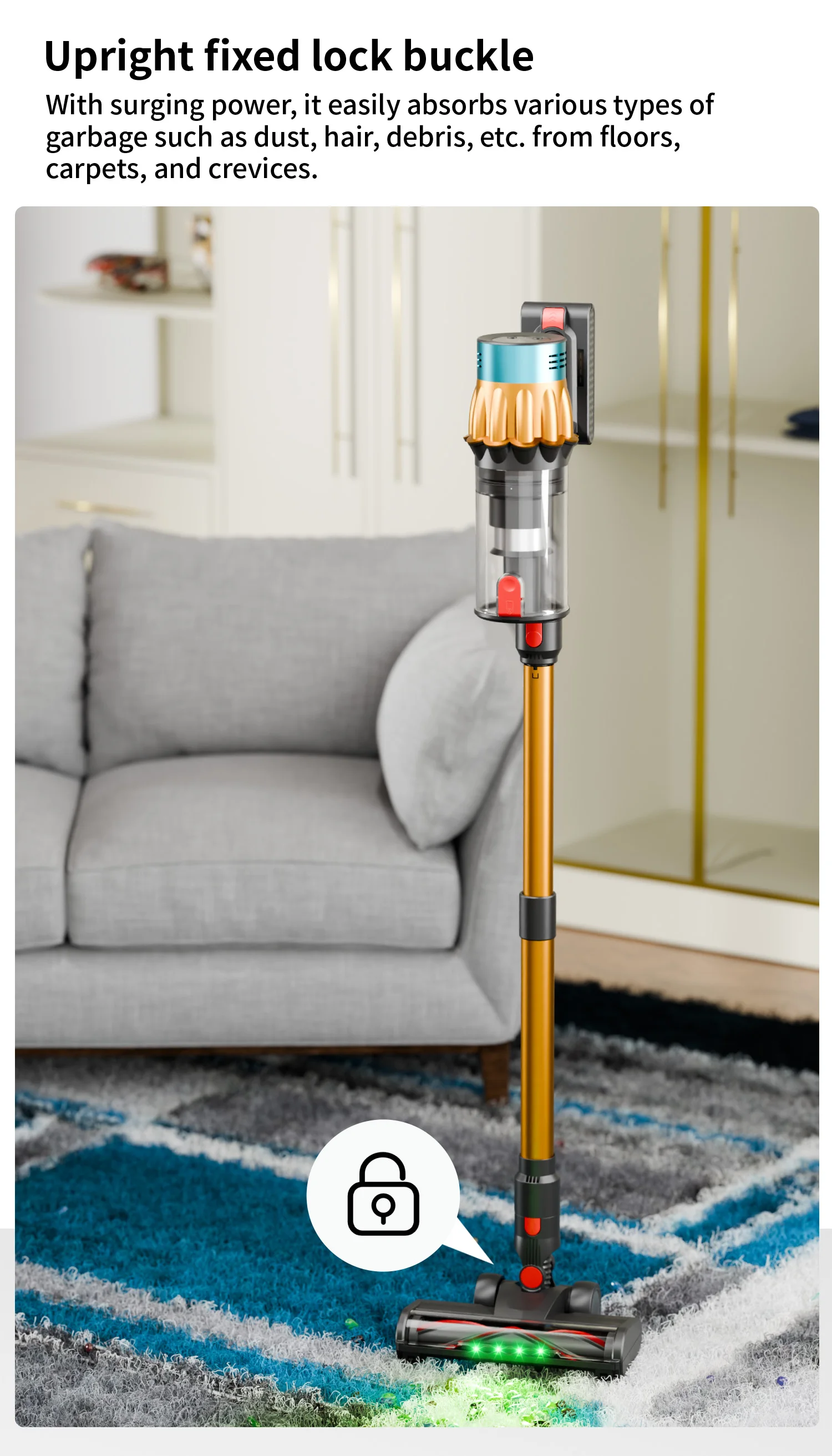 40kPa Brushless Motor Vacuum Cleaner 3 Gear Adjustment 1.2L LED Various Suction Head Accessories 50min 650W Vacuum Cleaners