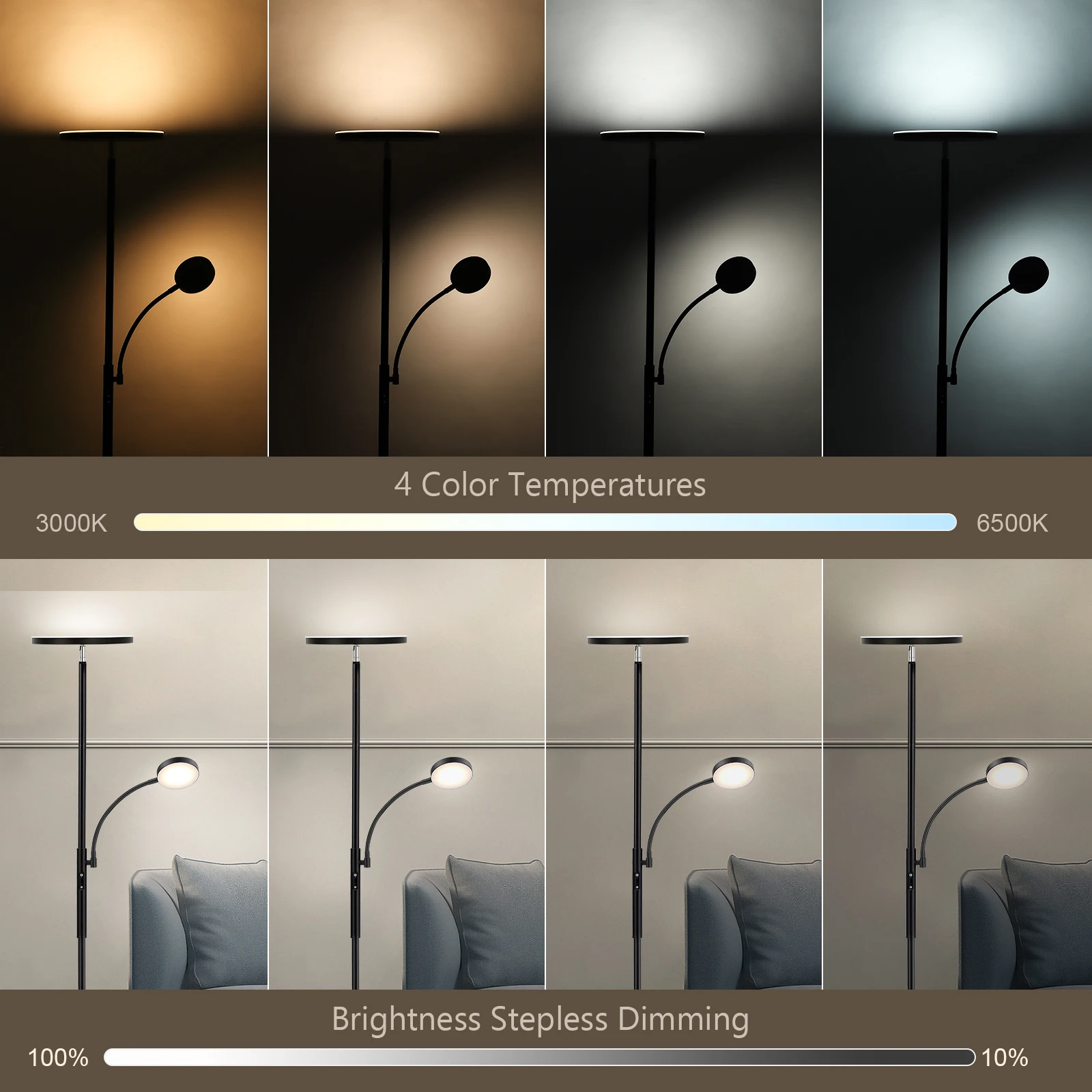 Modern Floor Lamp Round LED Adjustable Direction Led Sofa Floor Lights Living Room Bedroom Indoor Decoration Standing Floor Lamp