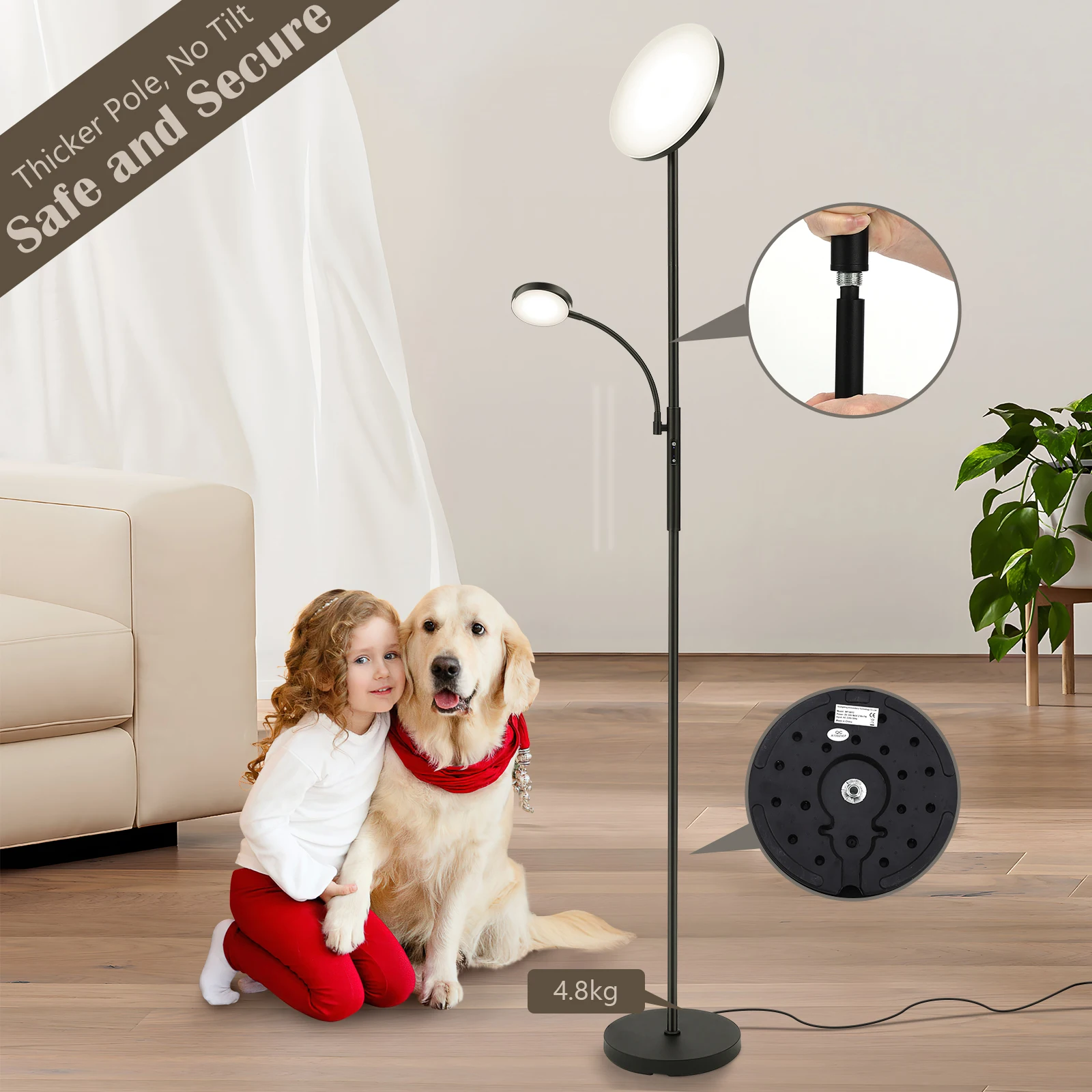 Modern Floor Lamp Round LED Adjustable Direction Led Sofa Floor Lights Living Room Bedroom Indoor Decoration Standing Floor Lamp