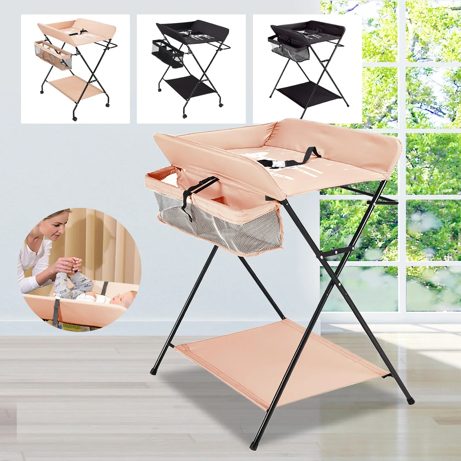 Baby Infant Changing Table Folding Diaper Station Nursery Organizer W/ Storage