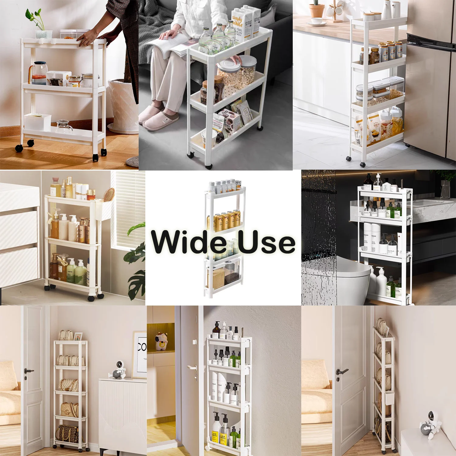 Slim Rolling Storage Cart 5 Layers  9cm/13cm Organizer Mobile Shelving Unit for Kitchen Office Bathroom Laundry Narrow Places