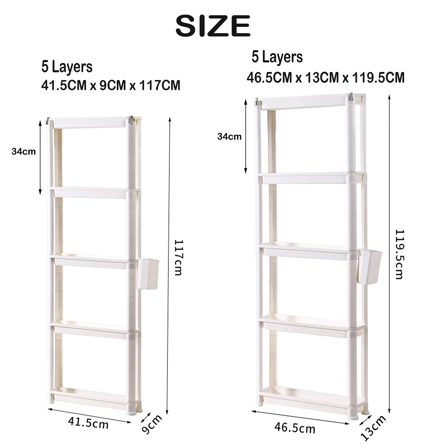 Slim Rolling Storage Cart 5 Layers  9cm/13cm Organizer Mobile Shelving Unit for Kitchen Office Bathroom Laundry Narrow Places