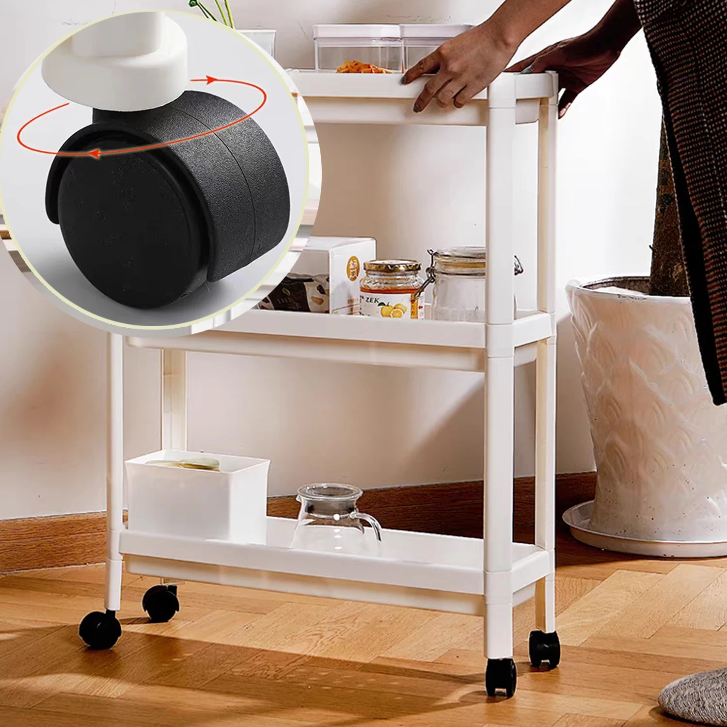 Slim Rolling Storage Cart 5 Layers  9cm/13cm Organizer Mobile Shelving Unit for Kitchen Office Bathroom Laundry Narrow Places