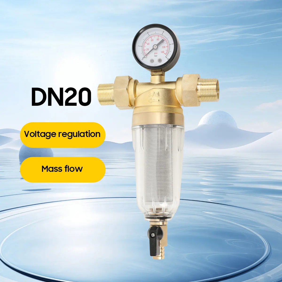 DN20 Spray Gun Air Pressure Regulator Gauge & In-Line Water Trap Air Filter 16 Bar