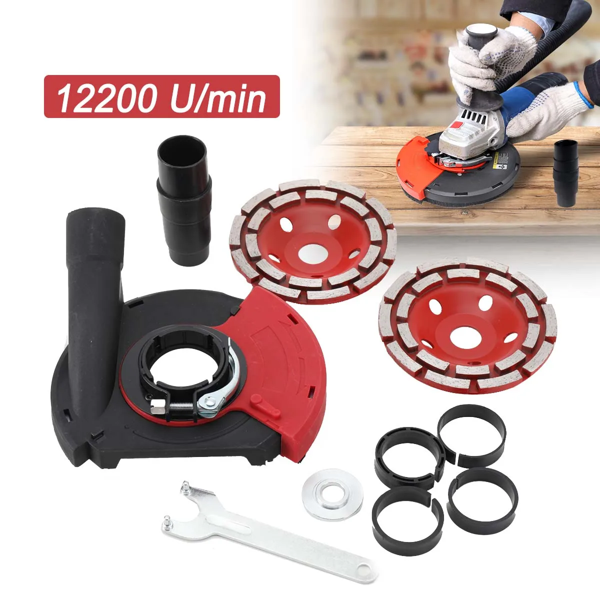 125mm Angle Grinder Dust Cover Angle Kit Grinding Machine Dust Collection Cover with Diamond Wheel for 5 Inch Angle Grinder