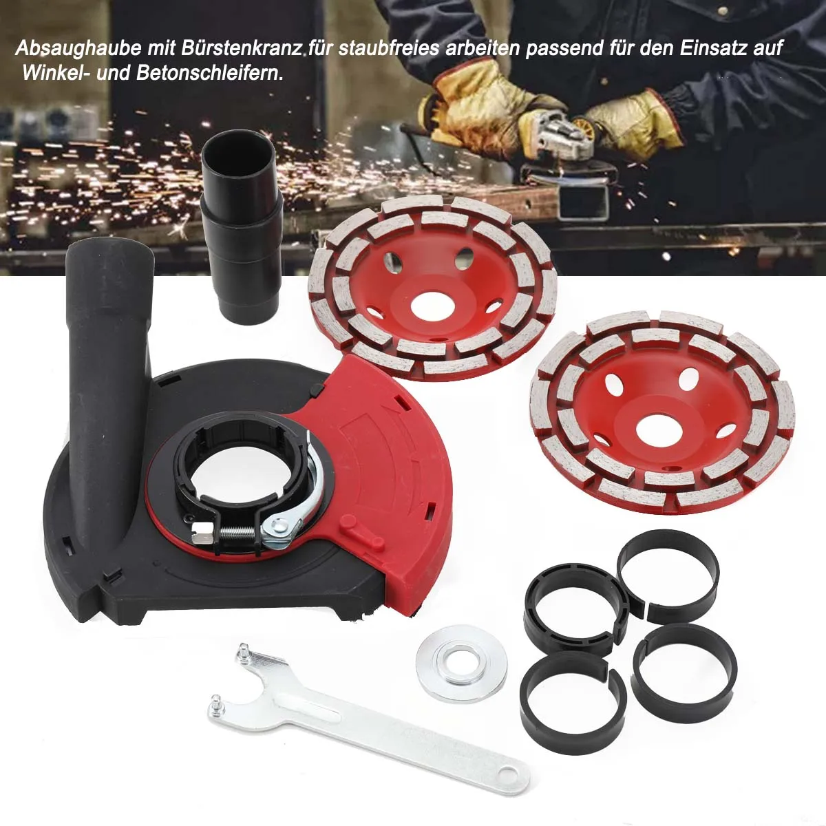 125mm Angle Grinder Dust Cover Angle Kit Grinding Machine Dust Collection Cover with Diamond Wheel for 5 Inch Angle Grinder